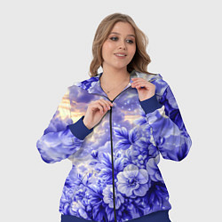 Женский 3D-костюм Сине-сиреневый цветы на фоне облаков, цвет: 3D-синий — фото 2