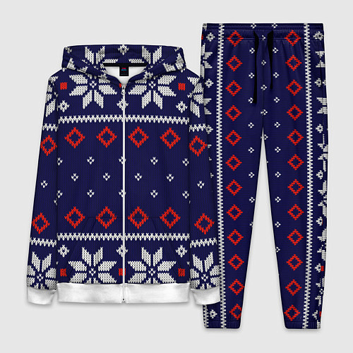 Женский костюм Вязаный новогодний узор / 3D-Белый – фото 1