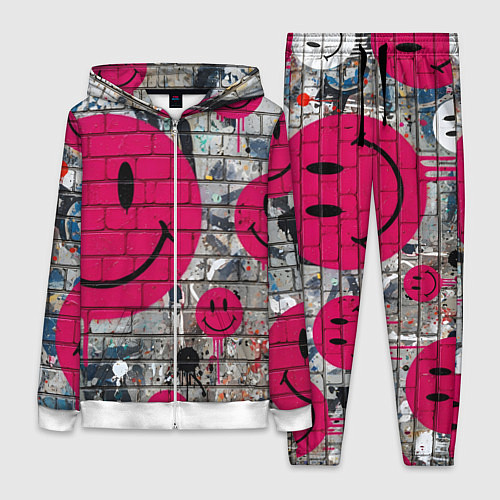 Женский костюм Розовые смайлы граффити / 3D-Белый – фото 1