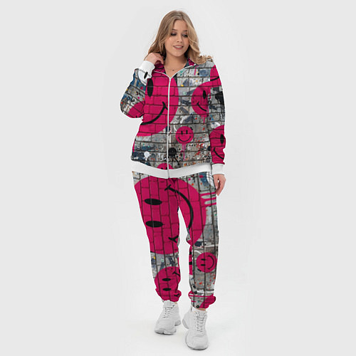 Женский костюм Розовые смайлы граффити / 3D-Белый – фото 4