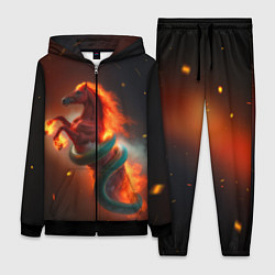 Женский костюм Смена зелёной змеи на красную огненную лошадь