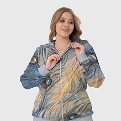 Женский 3D-костюм Синие перья с самоцветами, цвет: 3D-меланж — фото 2