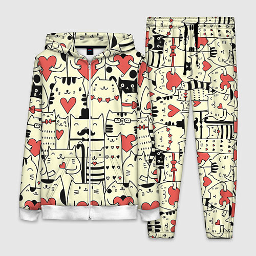 Женский костюм Любящие котики / 3D-Белый – фото 1