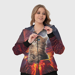 Женский 3D-костюм Кот на вулкане, цвет: 3D-черный — фото 2