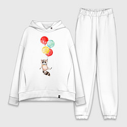 Женский костюм оверсайз Енот на шариках, цвет: белый