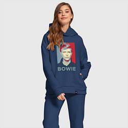 Женский костюм оверсайз Bowie Poster цвета тёмно-синий — фото 2