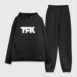 Женский костюм оверсайз TFK: White Logo, цвет: черный