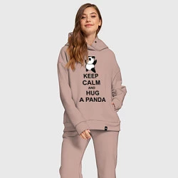 Женский костюм оверсайз Keep Calm & Hug A Panda, цвет: пыльно-розовый — фото 2