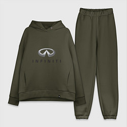 Женский костюм оверсайз Logo Infiniti, цвет: хаки