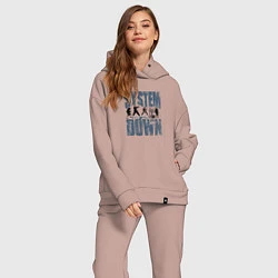 Женский костюм оверсайз System of a Down большое лого, цвет: пыльно-розовый — фото 2