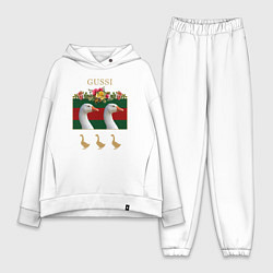 Женский костюм оверсайз GUSSI: Flowers Style, цвет: белый