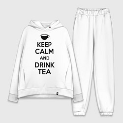 Женский костюм оверсайз Keep Calm & Drink Tea, цвет: белый