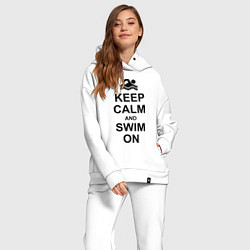 Женский костюм оверсайз Keep Calm & Swim On, цвет: белый — фото 2
