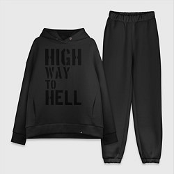 Женский костюм оверсайз High way to hell, цвет: черный
