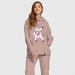 Женский костюм оверсайз Dabbing Unicorn, цвет: пыльно-розовый — фото 2