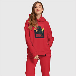 Женский костюм оверсайз Godzilla, цвет: красный — фото 2
