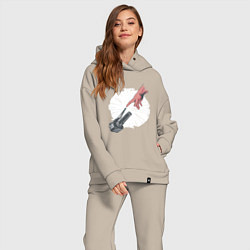 Женский костюм оверсайз Сотворение Адама - Мотоцикл, цвет: миндальный — фото 2