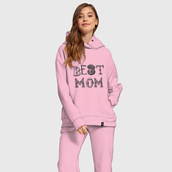 Женский костюм оверсайз Лучшая мама - best mom, цвет: светло-розовый — фото 2