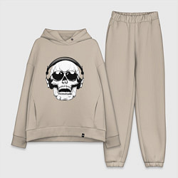 Женский костюм оверсайз Skull Music lover, цвет: миндальный