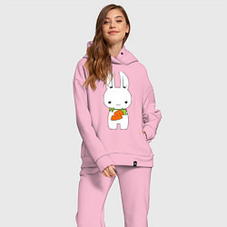 Женский костюм оверсайз Зайчик с морковкой, цвет: светло-розовый — фото 2