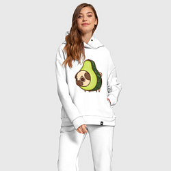 Женский костюм оверсайз Мопс-авокадо, цвет: белый — фото 2