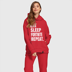 Женский костюм оверсайз EAT SLEEP FORTNITE REPEAT, цвет: красный — фото 2