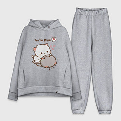 Женский костюм оверсайз Влюблённые котята, цвет: меланж