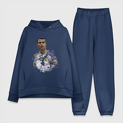 Женский костюм оверсайз Cristiano Ronaldo Manchester United Portugal, цвет: тёмно-синий