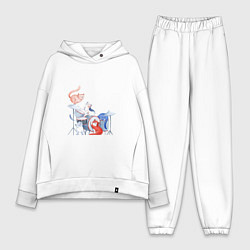 Женский костюм оверсайз Кошачья группа, цвет: белый