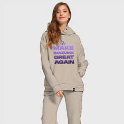 Женский костюм оверсайз MAKE INAZUMA GREAT AGAIN, цвет: миндальный — фото 2