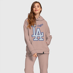 Женский костюм оверсайз Los Angeles Dodgers - baseball team, цвет: пыльно-розовый — фото 2