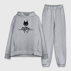 Женский костюм оверсайз Stray: Black Logo, цвет: меланж