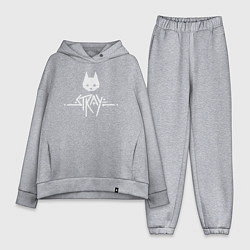 Женский костюм оверсайз Stray: White Logo, цвет: меланж