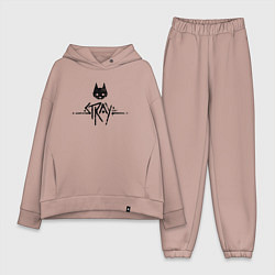 Женский костюм оверсайз Stray: Black Logo, цвет: пыльно-розовый