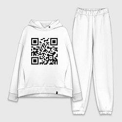 Женский костюм оверсайз Хочу в тайгу - QR code, цвет: белый