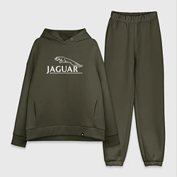 Женский костюм оверсайз Jaguar, Ягуар Логотип, цвет: хаки