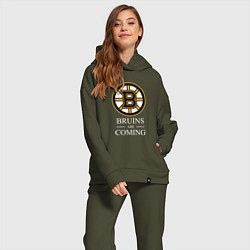 Женский костюм оверсайз Boston are coming, Бостон Брюинз, Boston Bruins, цвет: хаки — фото 2