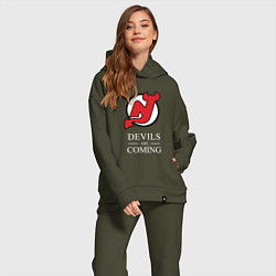 Женский костюм оверсайз New Jersey Devils are coming Нью Джерси Девилз, цвет: хаки — фото 2