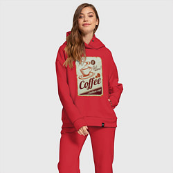 Женский костюм оверсайз Coffee Cup Retro, цвет: красный — фото 2
