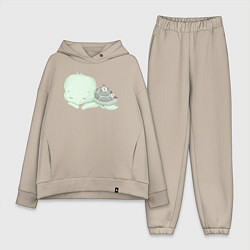 Женский костюм оверсайз Милая Черепашка Спит, цвет: миндальный