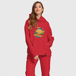 Женский костюм оверсайз Бургер Планета Planet Burger, цвет: красный — фото 2