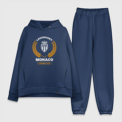 Женский костюм оверсайз Лого Monaco и надпись Legendary Football Club, цвет: тёмно-синий