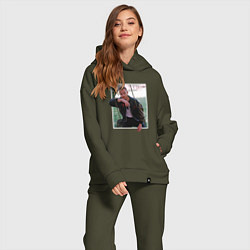 Женский костюм оверсайз Sen cal kapimi - Serkan, цвет: хаки — фото 2