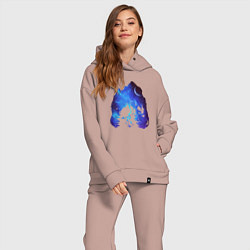 Женский костюм оверсайз Череп Тираннозавра Космос, цвет: пыльно-розовый — фото 2