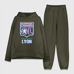 Женский костюм оверсайз Lyon FC в стиле Glitch, цвет: хаки