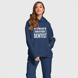 Женский костюм оверсайз Worlds okayest dentist, цвет: тёмно-синий — фото 2