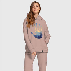 Женский костюм оверсайз Отпечаток ладони Кратоса, цвет: пыльно-розовый — фото 2