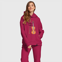 Женский костюм оверсайз Я люблю скрипку, цвет: маджента — фото 2