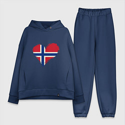 Женский костюм оверсайз Сердце - Норвегия, цвет: тёмно-синий