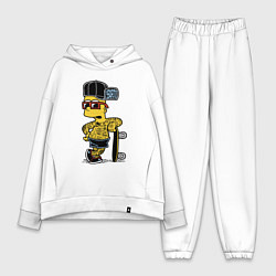 Женский костюм оверсайз Скейтер Барт Симпсон весь в татухах, цвет: белый